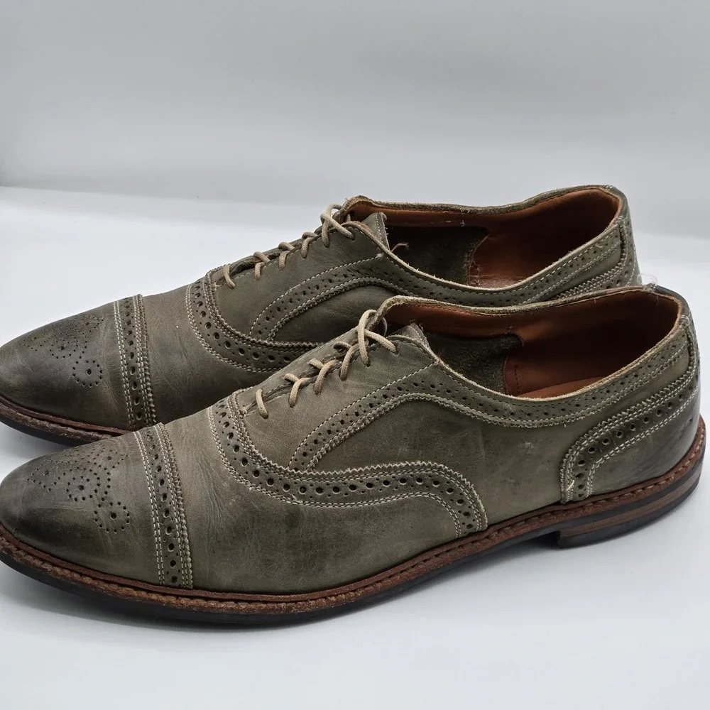 Allen Edmonds Mens 15 Olive Green Cap Toe Brogue Oxford Dress Shoes Dainite USA